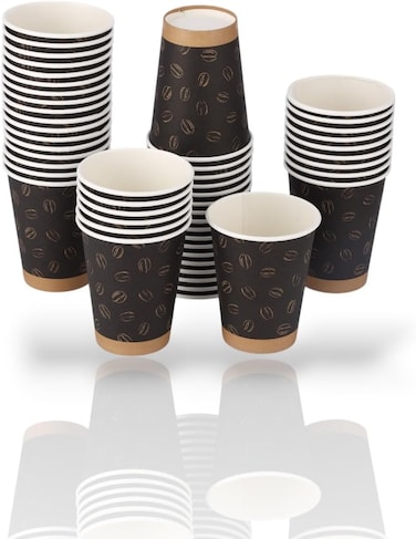 اكواب ورقية من باكويل سعة 12 اونصة - عبوة من 50 قطعة - اكواب شديدة التحمل للاستعمال مرة واحدة للمشروبات الساخنة والباردة