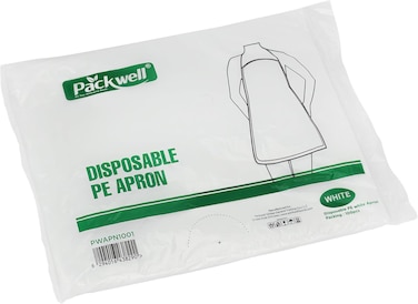 Packwell HD PE Apron Disposable Plastic Apron White 100 Pcs