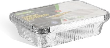 Packwell Aluminum Container With Lid 10 Pcs Pack, 83185, 1850ml