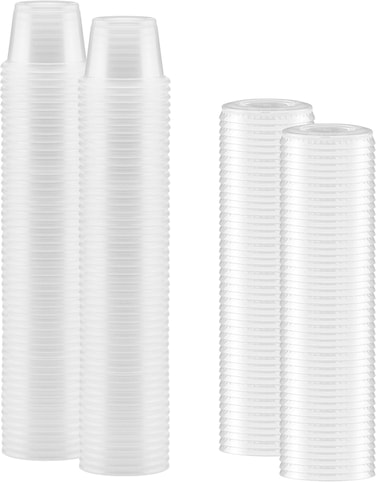 Packwell 4 Oz Oval Cup 12 Pcs With Lid And Spoon, Clear, Disposable Food Storage Container Desert Small Cup