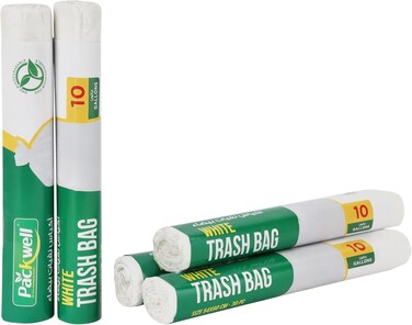 Packwell Garbage Bag 54X60cm 30 Pcs In Each Roll 5 Roll Combo Trash Bag White Waste Cover 150 Pcs