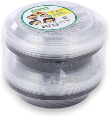 Packwell Black Base Contaner Ro32 &amp; Lid 10 PC Combo