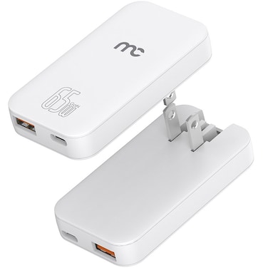 شاحن سفر رفيع من ماي كاندي GTC-D365 GaN بقوة 65 واط   USB-C PD وUSB-A   محول شحن سريع لأجهزة الكمبيوتر المحمولة والهواتف الذكية والأجهزة اللوحية - تصميم صغير الحجم