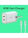 45W Travel Charger with Dual Type-C Ports, Fast PD Charging for iPhone, Samsung, Huawei &amp; USB-C Devices