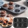Non-Stick 6 CUP Muffin Pan, Carbon Steel Cupcake Baking Tray, Oven-Safe, Easy Release &amp; Easy Clean, Ideal for Muffins, Cupcakes &amp; Mini Cakes" " Black