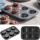 Non-Stick 6 CUP Muffin Pan, Carbon Steel Cupcake Baking Tray, Oven-Safe, Easy Release &amp; Easy Clean, Ideal for Muffins, Cupcakes &amp; Mini Cakes" " Black