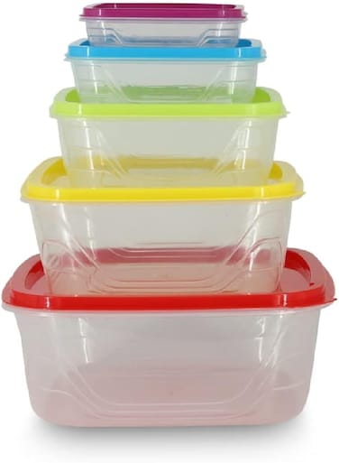 Stackable Storage Container Box With 5 Adjustable Inner Boxes 1.4 Litre, Plastic Organizer Box For Food, Storing Toys, Embroidery Accessories, Spools, Hardware Storage Tubes,Etc