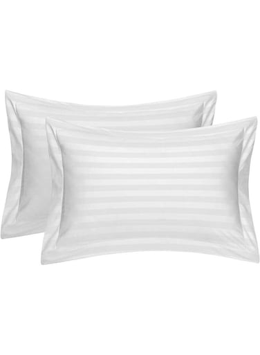 Set of 2 Luxurious Pillowcases – 100% Cotton, 400 TC, Oxford Edge, 1 cm Stripes, Size 50x75+5 cm