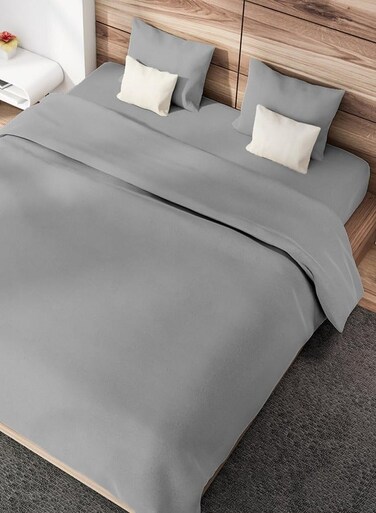 RISHAHOME 3-Piece Queen Size Bedsheet Set &ndash; Ash Grey, 1 Flat Sheet &amp; 2 Pillowcases, Microfiber