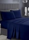 RISHAHOME 3-Piece King Fitted Bedsheet Set &ndash; Navy Blue, Deep Pocket, Microfiber, with 2 Pillowcases