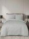 4-Piece Single Size Duvet Cover Set – Light Grey Striped, Fitted Sheet & Pillow Covers, Microfiber