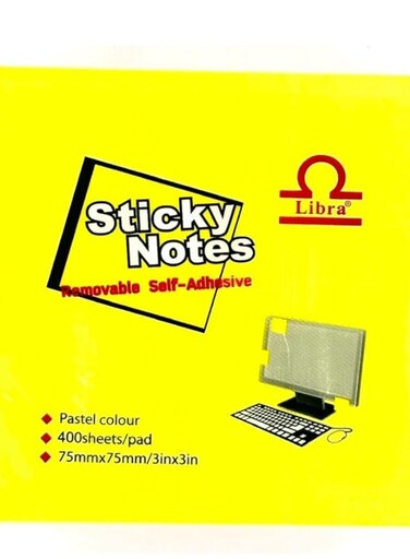 Sticky Notes – 400 Sheets, 75mm x 75mm (3" x 3"), Self-Adhesive for Office, Home & School Use