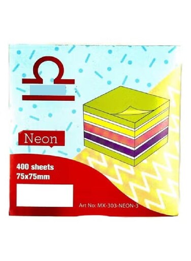 RAHALIFE Neon Sticky Notes &ndash; 400 Sheets, 75x75mm, Bright Colors for Office, School &amp; Home