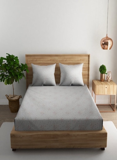 3-Piece Queen Cotton Bedsheet Set 180 TC &ndash; 100% Cotton, Soft &amp; Breathable with 2 Pillows Cover