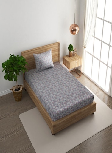 2-Piece Single Cotton Bedsheet Set 180 TC &ndash; Soft, Breathable 100% Cotton with Pillow Cover