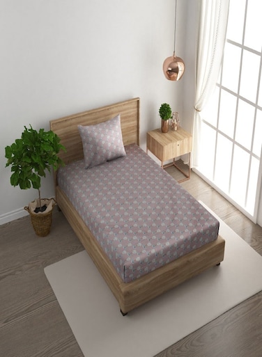 2-Piece Single Cotton Bedsheet Set 180 TC &ndash; 100% Cotton, Soft &amp; Breathable with Pillow Cover