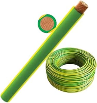 AL ARQAM  Single Core Wire Cable Electrical Wire, Single Core Cooper Conductor, PVC Insulated,450/750V,(100 Meter) (6mm Yellow/Green)