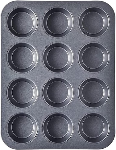 Carbon Steel Muffin Pan - 12-Cavity Non-Stick Bakeware for Cupcakes, Mini Pies &amp; Muffins - Durable Oven Baking Tray