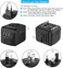 SAUNORCH Universal International Travel Power Adapter W/High Speed 2.4A USB-A, 3.0A USB-C Wall Charger, European Adapter, Worldwide AC Outlet Plugs Adapters for Europe, UK, US, AU, Asia-Black