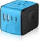 SAUNORCH Universal International Power Travel Plug Adapter, 5 in 1 European Travel Plug Adapter W/ 3.5A 2xUSB-A and 2xUSB C Wall Charger and Worldwide AC Outlet for Europe USA UK AUS Asia
