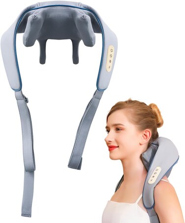 ECVV Trapezius Massage Shawl, Neck and Back Massager, Electric Hot Kneading Massage Shoulder and Neck, 6D Massager Soothing Full Shoulder and Neck
