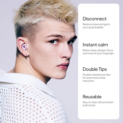 Loop Quiet 2 Plus Ear Plugs with Double Tips &ndash; Ultra-Comfy Reusable Earplugs For Sleep, Focus, Travel, Noise Sensitivity   Flexible Protection   24 dB (SNR) Noise Reduction + 3 dB with Double Tips

