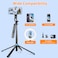 Eocean 180cm Phone Tripod Stand Selfie Stick with Remote, Upgrade Quadripod iPhone Tripod for Filming, Anti-Shake Travel Mobile Tripod Stand with Balance Handle and 1/4 Screw
