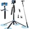Eocean 180cm Phone Tripod Stand Selfie Stick with Remote, Upgrade Quadripod iPhone Tripod for Filming, Anti-Shake Travel Mobile Tripod Stand with Balance Handle and 1/4 Screw
