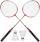 2 Player Badminton Racket Set with 12 Shuttlecocks &ndash; Lightweight Steel Alloy Racquets for Kids &amp; Adults, Outdoor Backyard Beach Garden Sports Game Equipment" Random Color