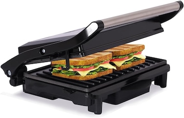 AFRA 2 Slice Non-Stick Grill-Sandwich &amp; Panini Maker, 750 Watts With Oil Tray, Stainless Steel, AF-7520PMSS, 2 Year Warranty
