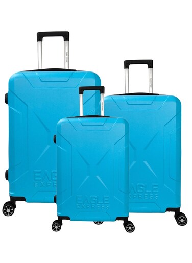 EAGLE EXPRESS EXPEDITION ABS HARD TROLLEY 20,24,28 inch 3 Piece Set LIGHT BLUE