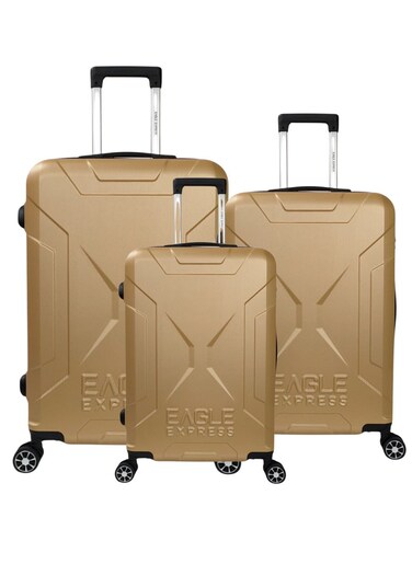 EAGLE EXPRESS EXPEDITION ABS HARD TROLLEY 20,24,28 inch 3 Piece Set GOLD