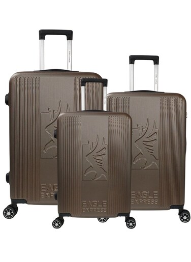 EAGLE EXPRESS RAMBLE ABS HARD TROLLEY 20,24,28 inch 3 Piece Set BROWN