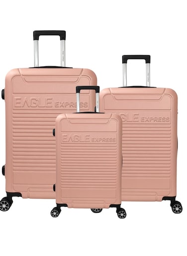 EAGLE EXPRESS DEFENDER ABS HARD TROLLEY 20,24,28 inch 3 Piece Set BABY PINK