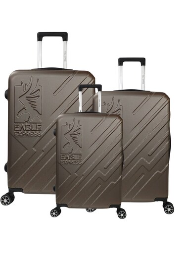 EAGLE EXPRESS ROBUST ABS HARD TROLLEY 20,24,28 inch 3 Piece Set BROWN