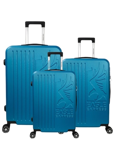 EAGLE EXPRESS SUPERIOR ABS HARD TROLLEY 20,24,28 inch 3 Piece Set BLUE