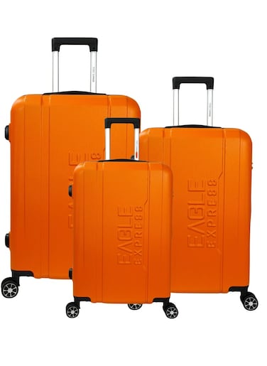 EAGLE EXPRESS PATRON ABS HARD TROLLEY 20,24,28 inch 3 Piece Set ORANGE