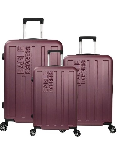 EAGLE EXPRESS VENTURE ABS HARD TROLLEY 20,24,28 inch 3 Piece Set PURPLISH RED