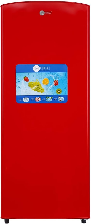 AFRA 176L Single Door Refrigerator, Fast Cooling, Silent Mode, Red   Adjustable Thermostat, Efficient Compressor, Low Energy Use, Manual Defrost, 2-Year Parts and 5-Year Compressor Warranty