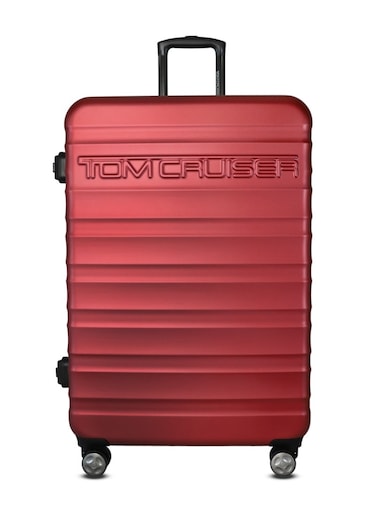 TOM CRUISER Premier Smart Scale Hard Trolley 24 Inch Red - Durable &amp; Spacious Luggage with Smart Scale for Travel