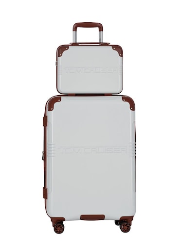 TOM CRUISER Grand Tour Hard Trolley 20 Inch with 16 Inch Vanity Case White - Durable Travel Luggage Set for Men &amp; Women