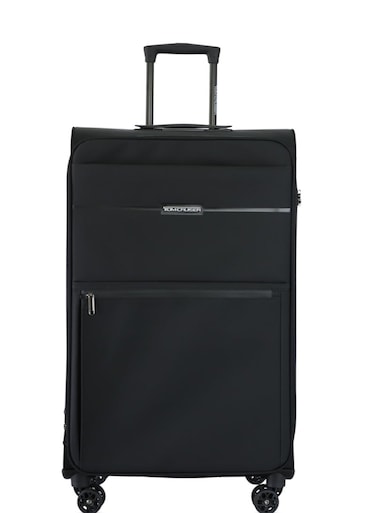 TOM CRUISER Legacy Soft Luggage Trolley 24 Inch Black - Durable &amp; Spacious Travel Luggage