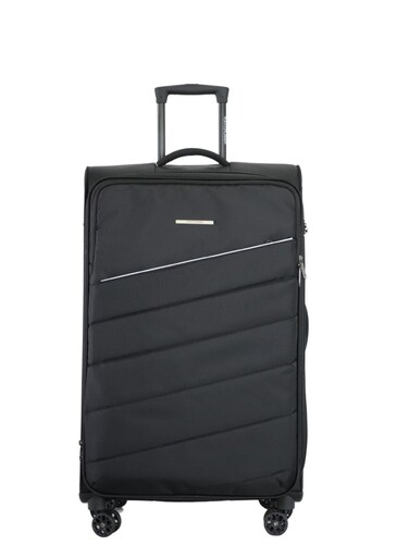 TOM CRUISER Elite Soft Luggage Trolley 24 Inch Black - Durable &amp; Spacious Travel Luggage