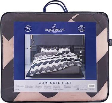 Elega Decor King Size Comforters Set of 3 with Pillowcases, Diamond-Stitched, 240 GSM Microfiber Fill, Assorted Print