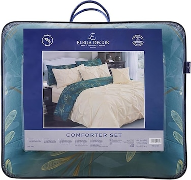 Elega Decor Pintuck Comforter Set, King Size, Set of 10, 240 GSM Microfiber Fill, All-Season