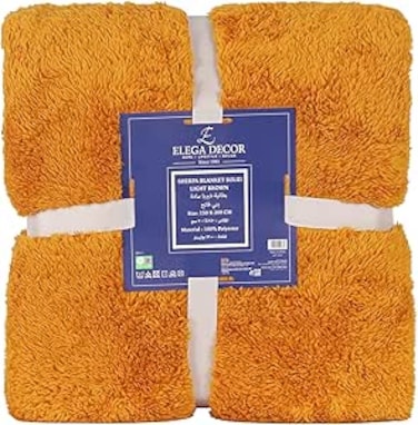 Elega Decor Sherpa Blanket Single, 150x200 cm, Ultra-Soft Flannel Throw with Plush Fleece - Light Brown