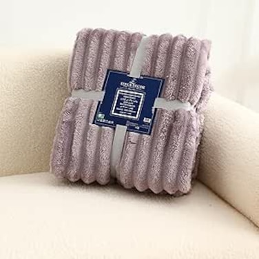Elega Decor Flannel Blanket, Jacquard 150x200 cm Single, Super Soft Cozy Throw Blanket - Ribbed