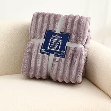 Elega Decor Flannel Blanket, Jacquard 150x200 cm Single, Super Soft Cozy Throw Blanket - Ribbed