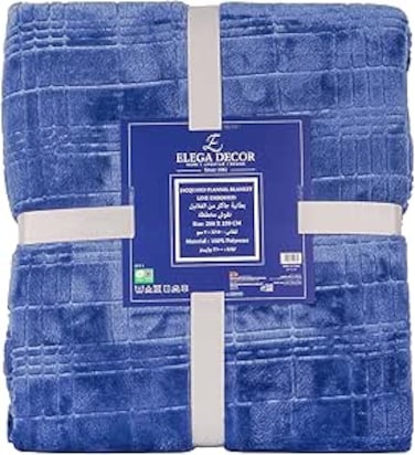 Elega Decor Flannel Blanket, Jacquard 200x220 cm Double, Super Soft Cozy Throw Blanket - Line Embossed