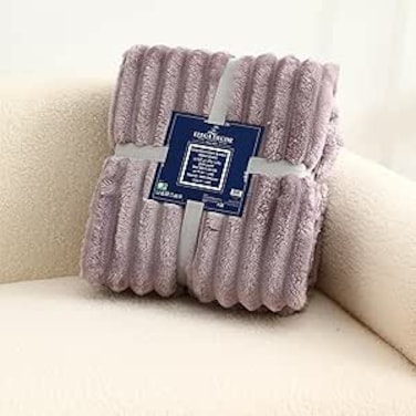 Elega Decor Flannel Blanket, Jacquard 200x220 cm Double, Super Soft Cozy Throw Blanket - Ribbed